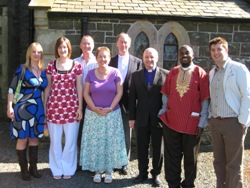 Niall Manogue (right) joined the Briggs family (left) and the Rev Naftaly Lemooke (second right), Bishop Alan Abernethy and the Rev McCammon at the Commissioning Service in Magherally Church.